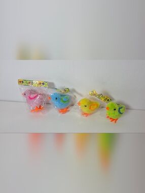 Colorful Wind Up Plush Chick Set Of 4